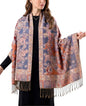 Achillea Elegant Paisley Floral Pashmina Shawl and Wrap – Boho Rave Scarf for Festival, Travel & Everyday Wear - color: Navy Rust