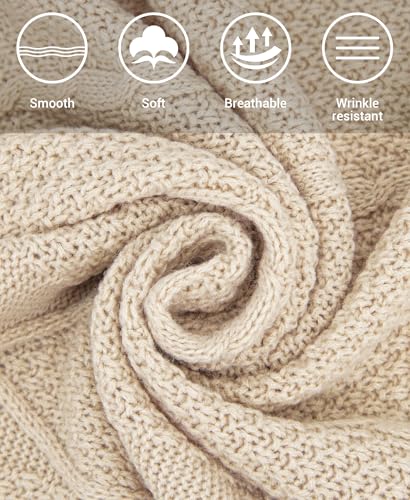 MissShorthair Knit Shawl Wraps for Women Boho Crochet Shawls Cape Open Front Cardigan - color: Beige 2