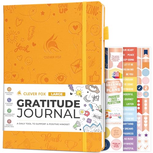 Clever Fox Gratitude Journal Large – Happiness, Positivity & Affirmation Journal – Inspirational Daily Notebook, 3 Months, 8.3x11” (Amber Yellow) - color: Amber Yellow, size: A4 (8.5" x 11")