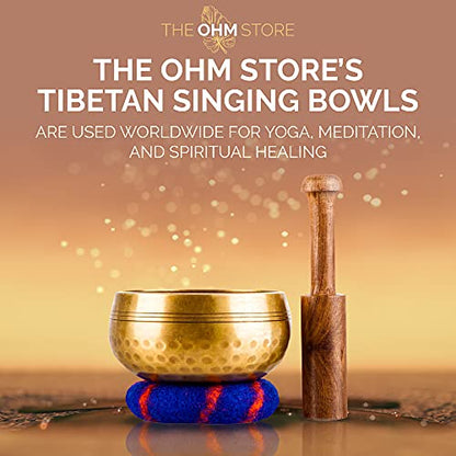 Handcrafted Tibetan Singing Bowl Gift Set – 3.5” Sound Bowl for Meditation, Sound Healing & Yoga – Mindfullness Christmas Gift – Authentic Hand-Hammered in Nepal - The Ohm Store - size: 3.5″ Gift Set