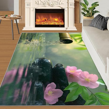 Zen Rug - 4x5 Rug, Meditation Rugs for Living Room Bedroom, Zen Stone Washable Rugs, Non Slip Classroom Carpet, Soft & Low-Pile - color: Zen#102, size: 4' x5' (Rectangular)