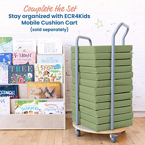 ECR4Kids SoftZone Floor Cushions, Square, Flexible Seating, Fern Green, 6-Piece - color: Fern Green