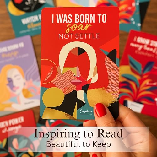 Affirmation Cards for Women – Bold & Beautiful Gift Set with 44 Daily Empowering Quotes + Wooden Stand – Self Love, Confidence, Motivation, Mindfulness