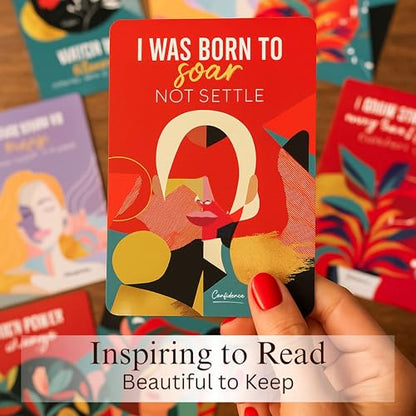 Affirmation Cards for Women – Bold & Beautiful Gift Set with 44 Daily Empowering Quotes + Wooden Stand – Self Love, Confidence, Motivation, Mindfulness