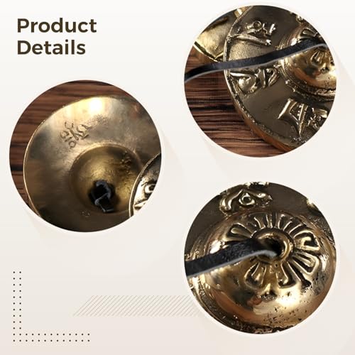 Generic Meditation Bell Chimes With Six Syllable Mantra, 2.6 Inches Copper Percussion Instrument, Tibetan Bells Gong Instrument, Case Included For Energy Healing And Yoga Therapy