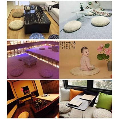 1PCS Round Straw Cushion Yoga Meditation Cushion Silk Padding Floor Mat(30 * 30cm)