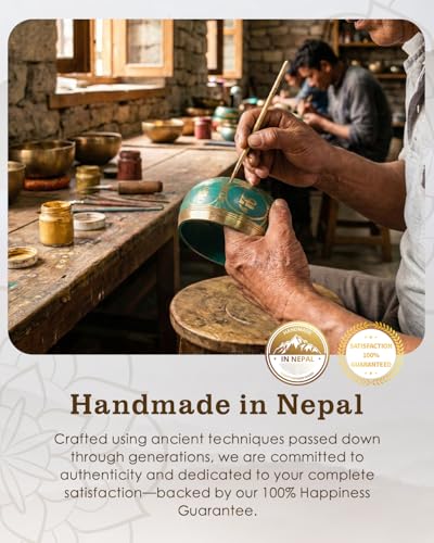 Tibetan Singing Bowls – Hand-Hammered in Nepal, Authentic Meditation Sound Bowls for Yoga, Chakra Healing, Mindfulness & Spiritual Self-Care Gifts for Women - color: Blue(Lotus)