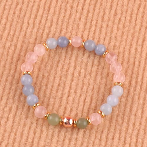 KSQS Healing Stone Bead Bracelet for Women, Natural Gemstones Balance Protection Bracelet, Spiritual Crystal Beads Bracelet Anxiety Relief with Meaning Card - style: Bestie