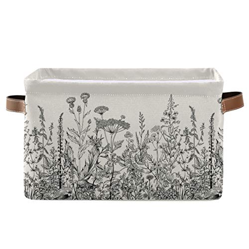 Blueangle Black And White Flowers Rectangle Storage Bin, 15 x 11 x 9.5 in, Collapsible Organizer Storage Basket for Home Décor - color: Black And White Flowers, size: 1 PCS