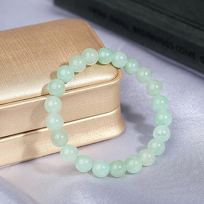 MAIBAOTA Healing Crystal Bracelet for Women Men, 8/4 mm Natural Stone Beaded Bracelets, Jewelry Birthday Gifts, Round Gemstones Stretch Bracelets - color: Green-Aventurine, size: 8 mm