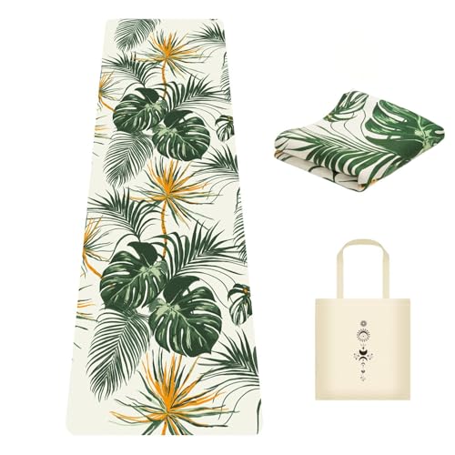 Travel Non Slip Foldable Suede Yoga Mat 1.5mm with Bag, Sweat Absorbent Exercise Mat for Hot Yoga Pilates Home Gym Outdoor Workout,Lightweigh 72"L x 24"W, 3 lbs - color: Green