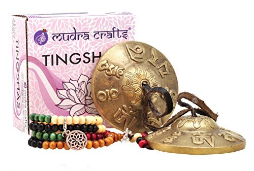 Mudra Crafts Tibetan Tingsha Bells Yoga Chimes – Mantra Tibetan Finger Cymbals Meditation Bells for Mindfulness, Prayer, and Sound Healing - color: Mantra, size: 2.75 Inches