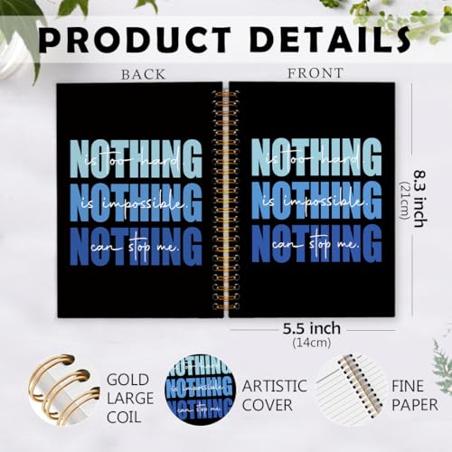 Nothing Can Stop Me Inspirational Spiral Notebook, Blue and Black Journaling Notebooks, Affirmation Spiral Journal for Girls Women Men, Motivational Office School Supplies Gifts, 5.5x8.3 In - color: nothing