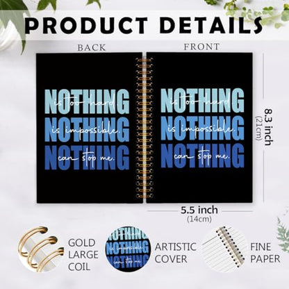 Nothing Can Stop Me Inspirational Spiral Notebook, Blue and Black Journaling Notebooks, Affirmation Spiral Journal for Girls Women Men, Motivational Office School Supplies Gifts, 5.5x8.3 In - color: nothing