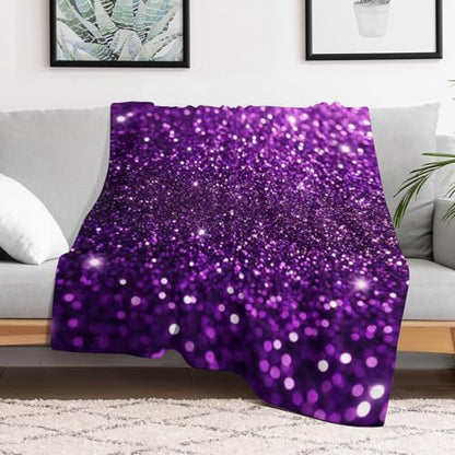 Fashion Bed Sofa Couch Cover, Unisex Blanket, Beautiful Dark Purple Bling Glitter Sparkles Pattern Lightweight Flannel Blanket - color: Color58, size: 30"x40"