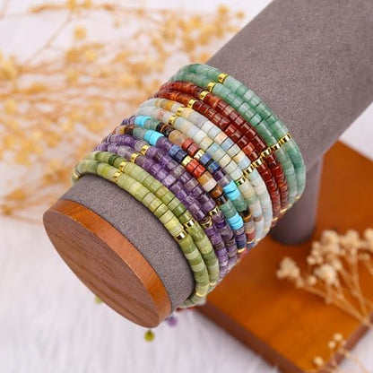 BONNY BOXX Braided Genuine Bracelet, Elegant Handcrafted Natural Gemstone Crystal Bracelet Healing Power Energy Inspirational Gifts with Card for Unisex - color: Amethyst, size: 2*4MM