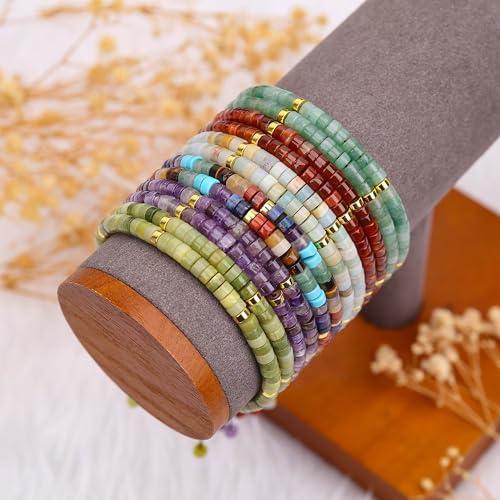 BONNY BOXX Braided Genuine Bracelet, Elegant Handcrafted Natural Gemstone Crystal Bracelet Healing Power Energy Inspirational Gifts with Card for Unisex - color: Green Aventurine, size: 2*4MM