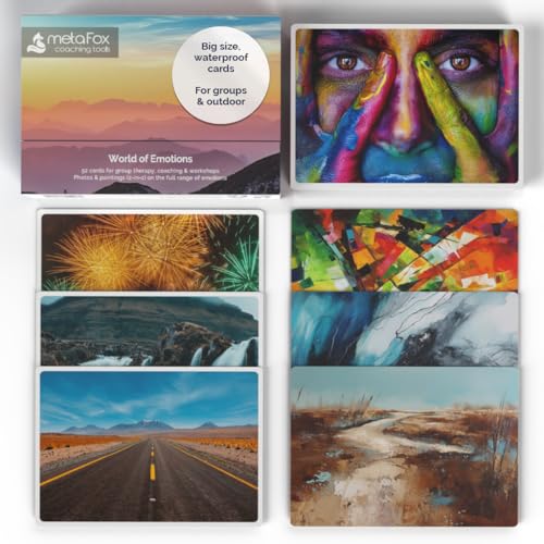 metaFox "World of Emotions" B5 – 52 Coaching Cards for Emotional Intelligence, Team Building & Self-Reflection – Use as Self Reflection, Facilitation and Therapy Card Deck - color: Large World of Emotion