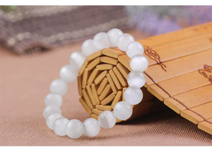 Fuqimanman2020 Healing Natural Stone Stretch Bracelet Strand Chakra Crystal Beaded Energy Reiki Spirituality for Women Conservancy Meditation Protection Jewelry - color: Opal