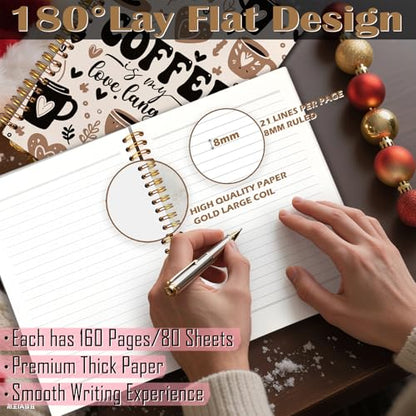 Coffee Spiral Notebook 5.5x8.3, Coffee Lovers Gifts for Women Journal Notebooks for Note Taking, Cute Journal for Women - color: Notebook-02