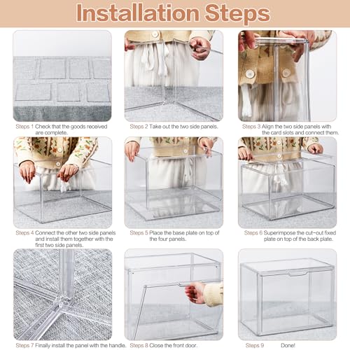 4 Packs Clear Handbag Storage Organizer for Closet, Acrylic Display Case for Purse Handbag, Stackable Purse Organizer Storage Box with Magnetic Door for Wallet Book Toys Collectibles