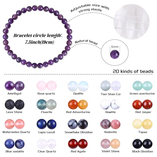 Handmade Stretch Elastic Bracelet Natural Stone Crystal Healing Power Energy Gifts for Reiki Nature's Beauty and Spiritual Essence Unisex 6mm - color: Amethyst