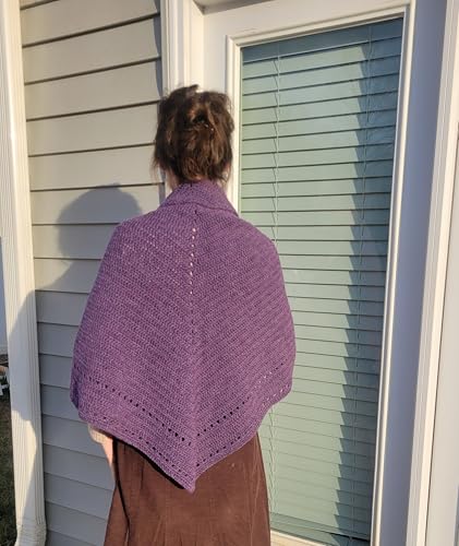 Triangle Shawl Wrap, Lavender Purple, Alpaca & Wool, Hand Crochet Prayer Shawl, Rustic Texture