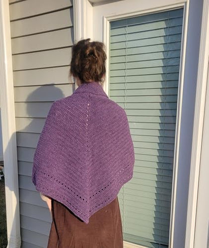 Triangle Shawl Wrap, Lavender Purple, Alpaca & Wool, Hand Crochet Prayer Shawl, Rustic Texture