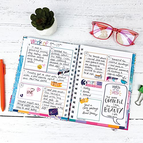 Gratitude Journal 52 Week Daily Positive Thinking for Thankfulness + Sticker Set | Gratitude Finder - color: Whimsy Doodle + Grateful Heart Stickers