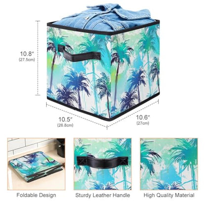 Storage Bags,Clothes Storage Bins Foldable with Handle,1-Pc,Abstract Palm Tree Geometry