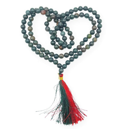 GEMSCITE Japa Mala 108 Prayer Beads Perfect for Meditation Spiritual Mala Necklace & Wrist Mala Bracelet - color: Bloodstone, size: Without Knots