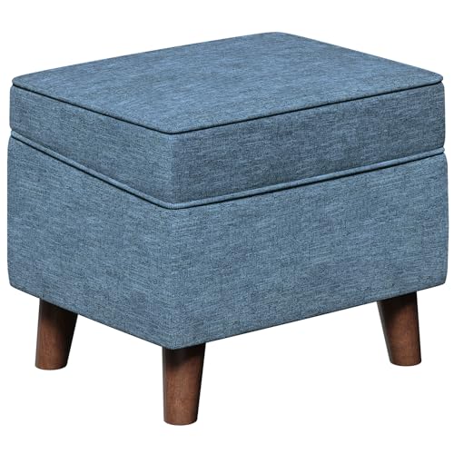 FAGAGA Foot Rest with Adjustable Cover, Storage Ottoman Dorm, Footstool and Sitting Stool, Ottoman Foot Stools for Living Room, Bedroom, Dorm, Blue - color: Blue, size: 15.8"D x 18.5"W x 15.8"H
