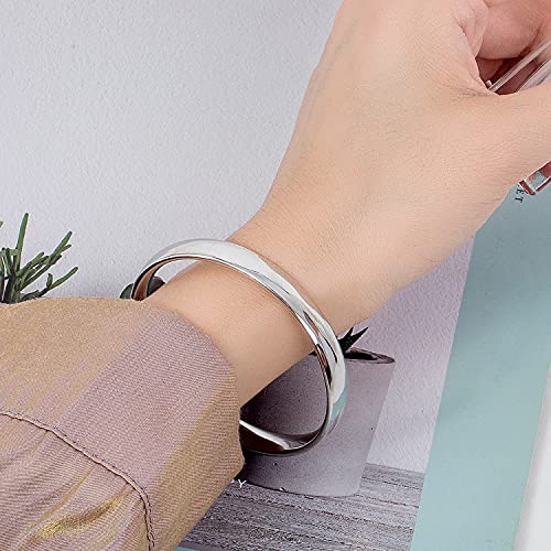 Dankadi Minimalism Women Men 925 Sterling Silver Bracelet Width 7-8MM Diameter 60-65 mm Solid Smooth On Bangle Cuff Fashion Fine Jewelry Gifts - color: Width 8MM 1 Piece, size: Diameter 60MM