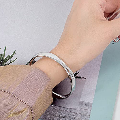 Dankadi Minimalism Women Men 925 Sterling Silver Bracelet Width 7-8MM Diameter 60-65 mm Solid Smooth On Bangle Cuff Fashion Fine Jewelry Gifts - color: Width 8MM 1 Piece, size: Diameter 60MM
