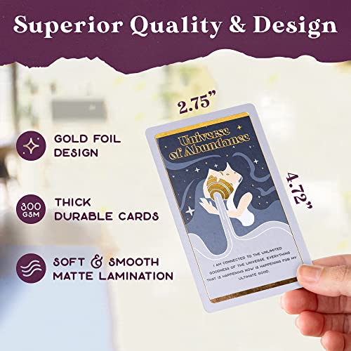 PURPLE CANYON Empowerment Cards for Women and Men | Positive Affirmations Cards for Motivation and Inspiration | Mindfulness Cards for Self Care | Beautiful Gold Foil 52 Card Deck - style: Empowerment Cards