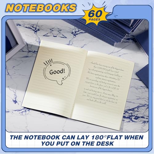 Sabary 72 Pack Kraft Paper Notebook Journals 5.5 Inch x 8.3 Inch A5 Notebook in Bulk Softcover Ruled for Writing Sketch Travel Journal with 60 Pages 30 Sheets (Navy Blue,Line) - color: Navy Blue, style: Line