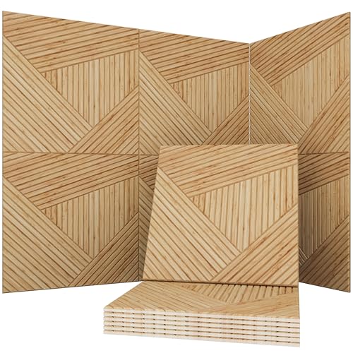 Soon Global Acoustical Wall Panels, 6-Piece 23.62 X 23.62 Inches Art Acoustic Panels, Decorative Acoustic Panels, Acoustic Wall Panels, Sound Absorbing Wall Art, Timber Spiral - color: Timber Spiral, size: 72 X 48 Inches