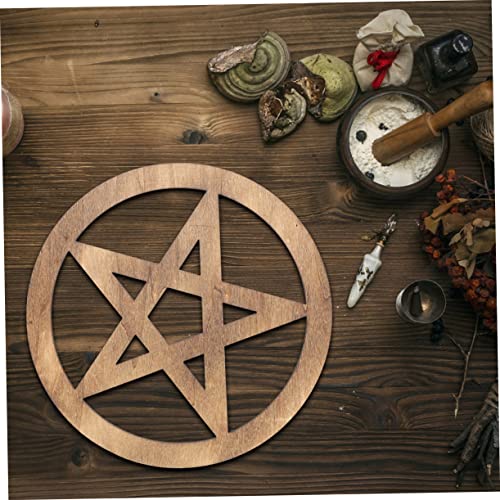 Garneck 2pcs Wooden Pentacle Altar Decor Ritual Object for Home Office and Restaurant for Sacrifice Supplies Wall and Table Decoration Brown Black
