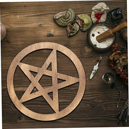 Garneck 2pcs Wooden Pentacle Altar Decor Ritual Object for Home Office and Restaurant for Sacrifice Supplies Wall and Table Decoration Brown Black