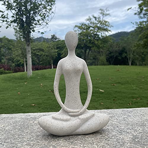 Yoga Figure Figurine Ornament for Home, Zen Buddhist Namaste Yoga Statue Sculpture Indoor & Outdoor Decor for Birthday Mothers Day - color: Simple Sitting