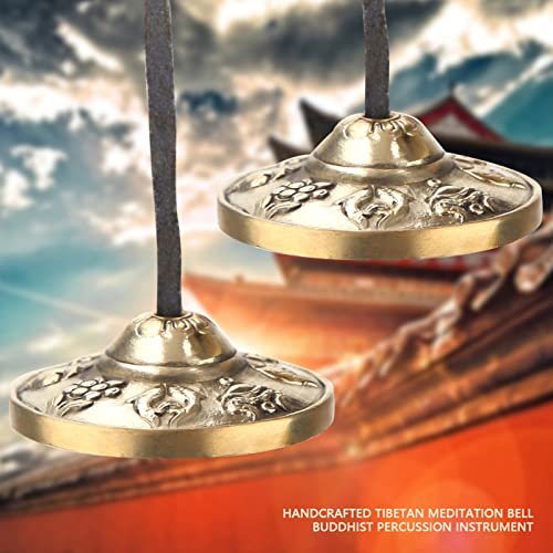 Meditation Bell, 6.5cm Tibetan Tingsha Cymbals Meditation Chime Bells Yoga Finger Chime Buddhist Percussion Instruments (Auspicious patterns) - size: Auspicious patterns