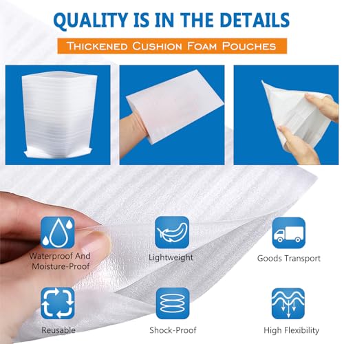 50PCS Cushion Foam Pouches, 12" X 14" Foam Wrap Bag, Foam Pouch for Packing, Moving,Storage and Shipping, Cushioning Moving Supplies for Extra Protecting Fragile Items - size: 12"X 14" 50PCS