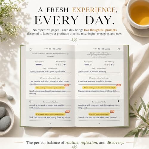 Gratitude Journal 2026 – Undated Daily Gratitude Journal with Upgraded Dynamic Prompts & Gift Box – 5 Minute Reflection, Mindfulness & Happiness Journal for Women & Men - color: Sage Green