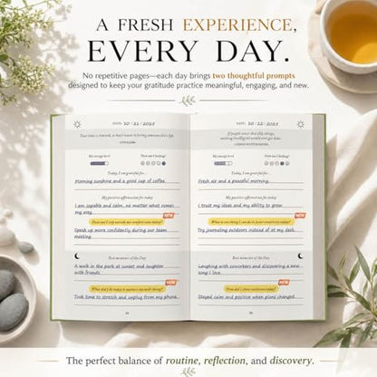 Gratitude Journal 2026 – Undated Daily Gratitude Journal with Upgraded Dynamic Prompts & Gift Box – 5 Minute Reflection, Mindfulness & Happiness Journal for Women & Men - color: Sage Green