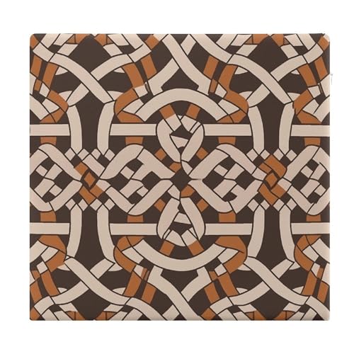 Brown Geometric Pattern Degrees of Comfort Meditation Floor Pillow, Square Large Pillows Seating for Adults, Tufted Corduroy Cushions for Outdoor Yoga Tatami Fireplace Living Room 15x15 Inch