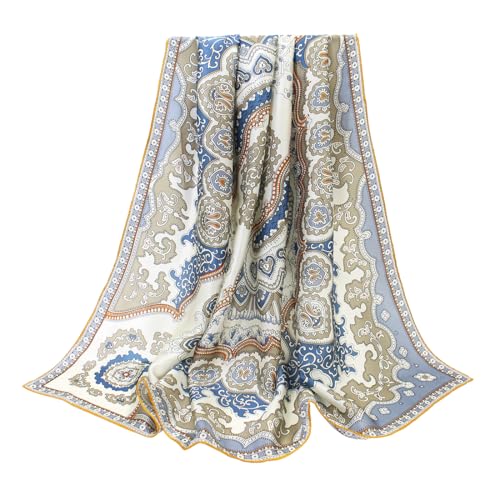 ANDANTINO 100% Silk Scarf 43" Large Square Lightweight Headscarf& Shawl–Women Hair Wraps-With Gift Packed - color: Floral-multicolor