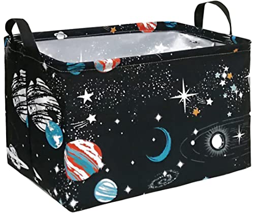 Storage Basket Home Shelf Basket Kids Organizer Box Clothes Laundry Hamper Nursery Bin Gift Laundry Basket with Handles for Home (Black Planet) - color: Black Planet