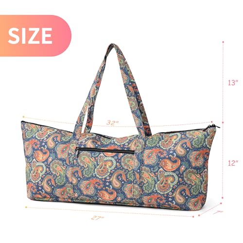| Yoga Mat Bag | Large Yoga Mat Carrier with Wet Pocket | Yoga Gifts | Gym Tote Bag for Women - color: Tote-Orange Cashew Flower