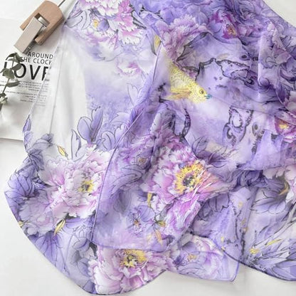 Pokeedioty Scarfs for Women Lightweight Fashion Scarves Elegant Floral Pattern Sheer Scarfs Sunscreen Shawls Wraps - color: P 0138