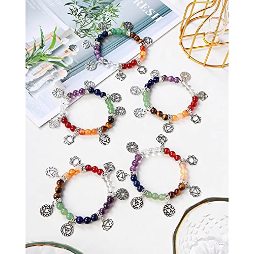 AITELEI 7 Chakra Healing Bracelets with Real Stones Gemstone Healing Chakra Bracelet Yoga Meditation Bracelets for Protection, Energy Healing